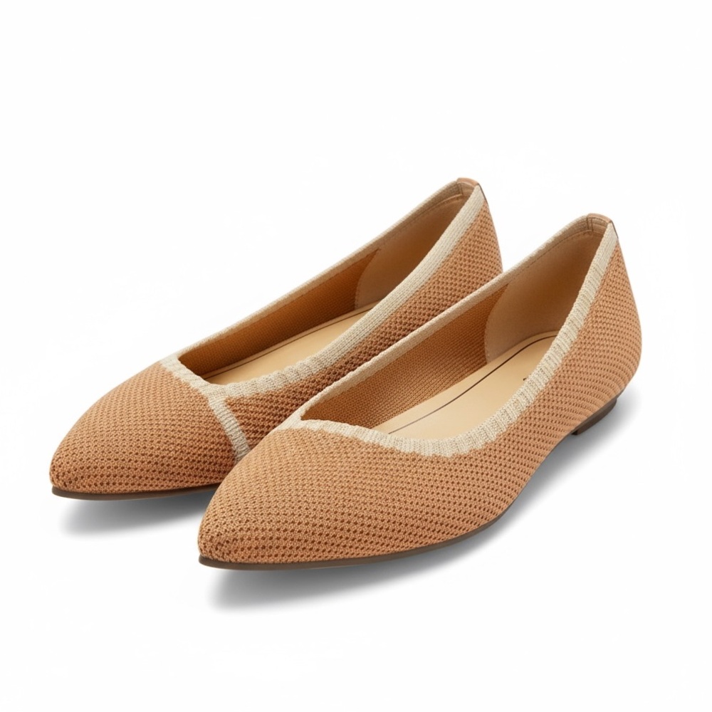 VIONIC DAHLIA TAN CREAM FABRIC BALLET FLATS SZ 7 - Picture 1 of 8